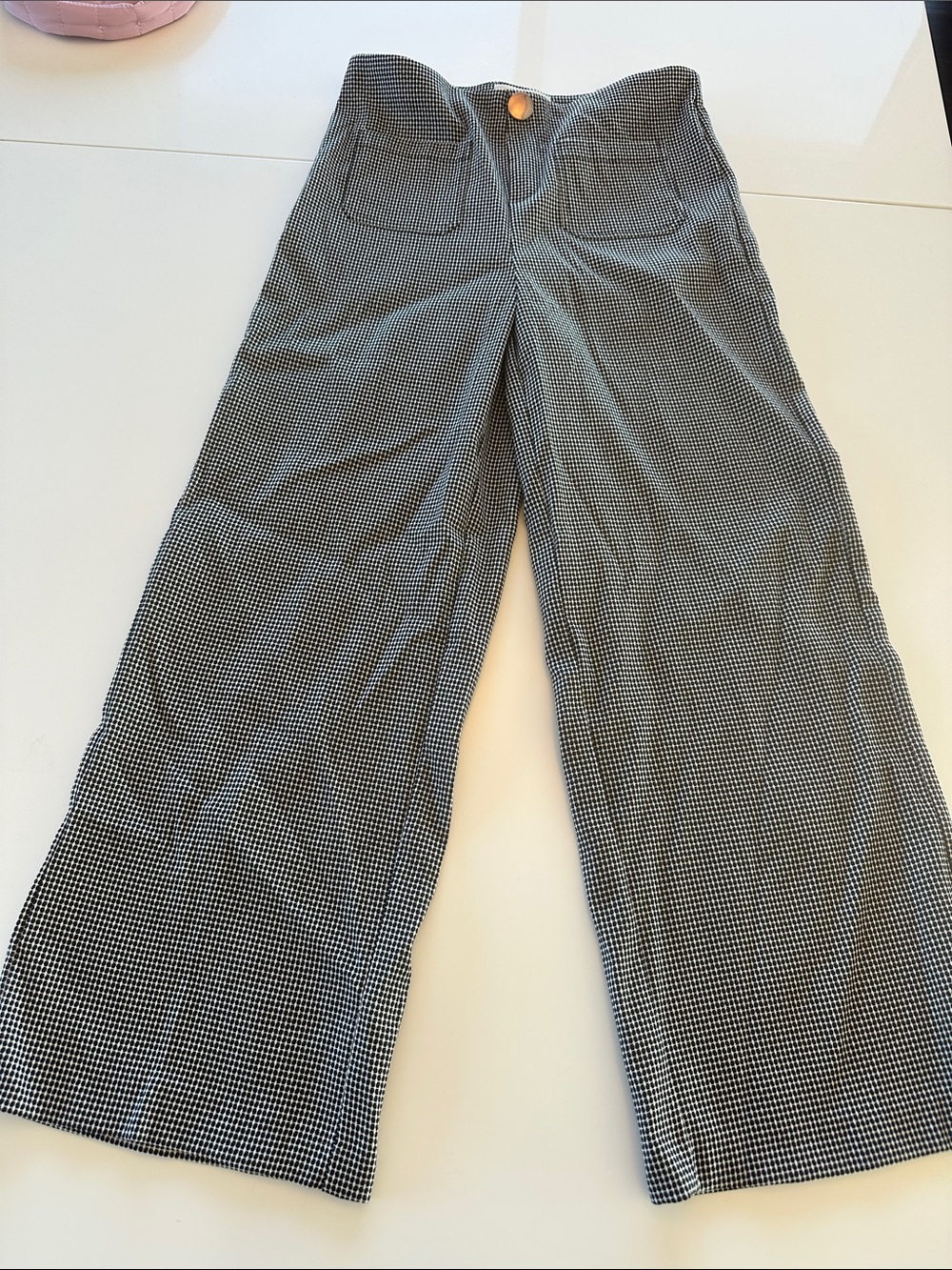 Jules & Leopold Black and White Micro-Check Wide Leg Pants